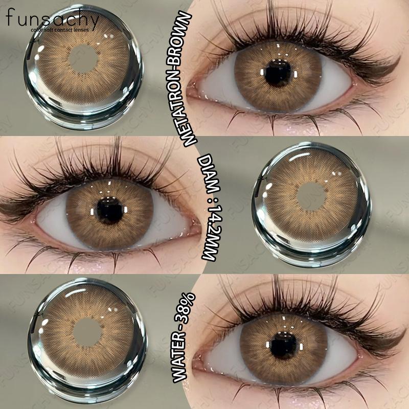 

FUNSACHY 1 пара новых цветных контактных линз, годовые зеленые линзы, мягкие модные цветные косметические средства, натуральная красота, зрачки, быстрая доставка