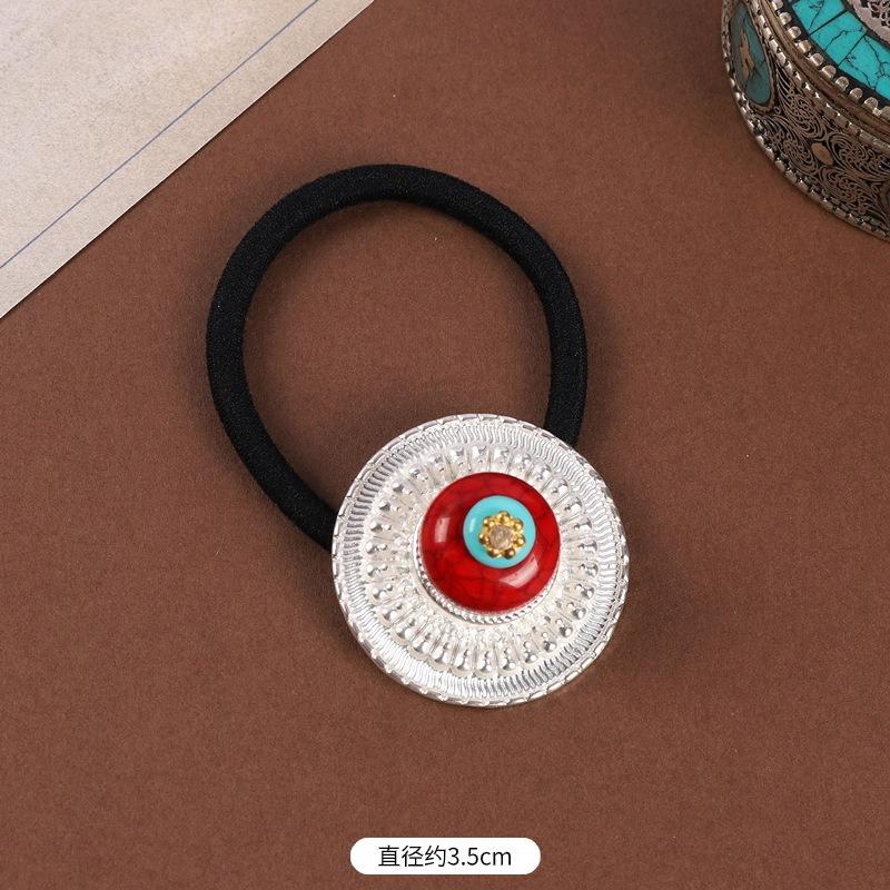 Tibetan Women's Head Flower Headgear Tibetan Hair Rope Rubber Band Tibetan Clothing Accessories Tibetan Dance Performance Xizang Hair Accessories