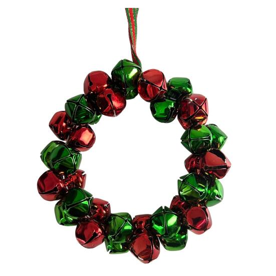 Festive Door And Window Ornament Christmas Tree Bell Pendant with Lanyard, Ring Hanging Decoration for Holiday Home Decor, Metal Multicolored
