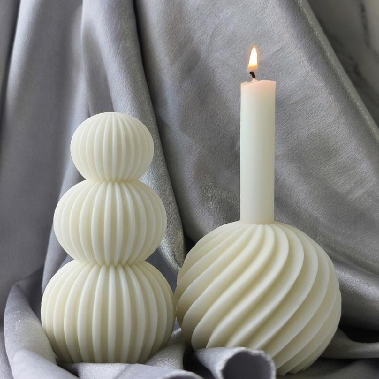 Kerzenform mit Streifenkugel-Muster Handarbeit Silikonkugel-Kerzenform für Duftdekoration Bürogebrauch