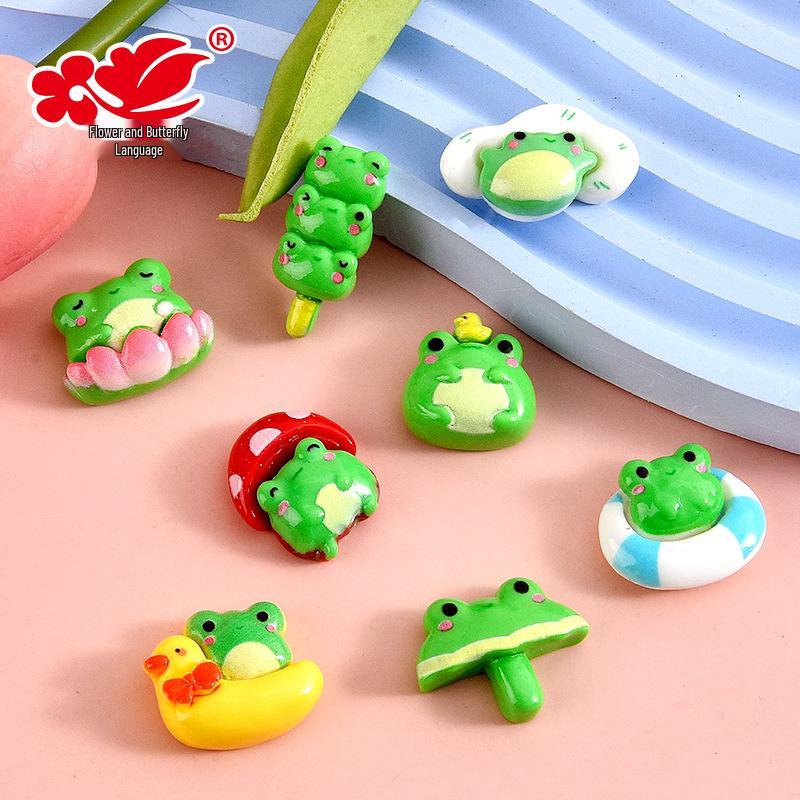 Cute Frog Summer Resin Charms: Cream Glue Accessories for Phone Cases, Refrigerator Magnets, and Crocs
