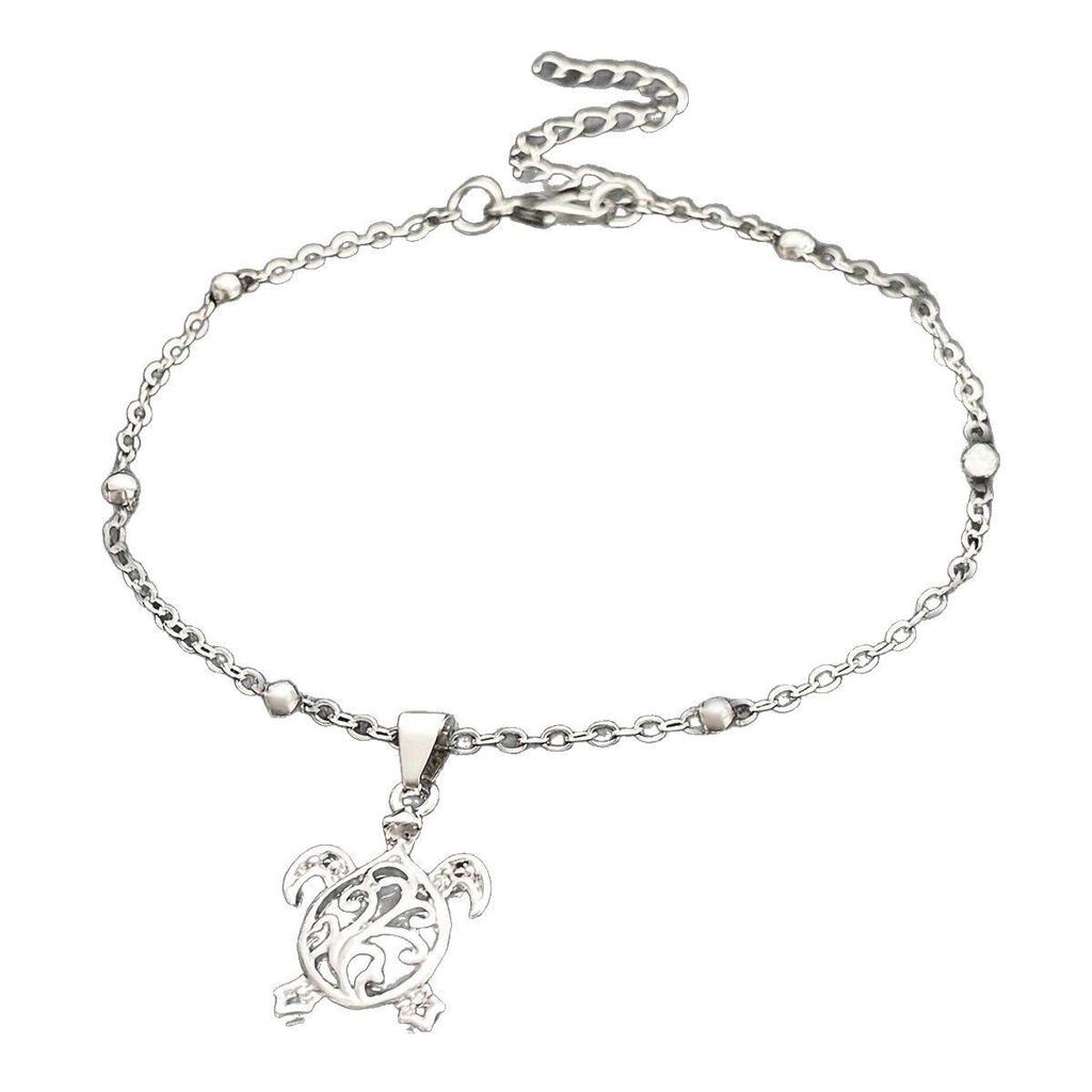 European & American Beach-Style Oval Beaded Turtle Anklet for Women