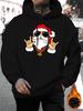 Autumn/Winter Christmas-themed fleece hoodie for teenagers, loose fit, street style casual top