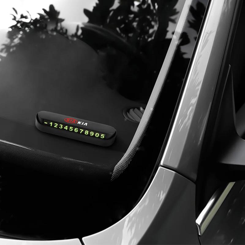 Car Temporary Parking Card Auto Emblem Phone Number Card Plate For KIA K5 K9 Ceed RIO Sorento Stinger Forte EV6 Niro Soul Cerato VP5
