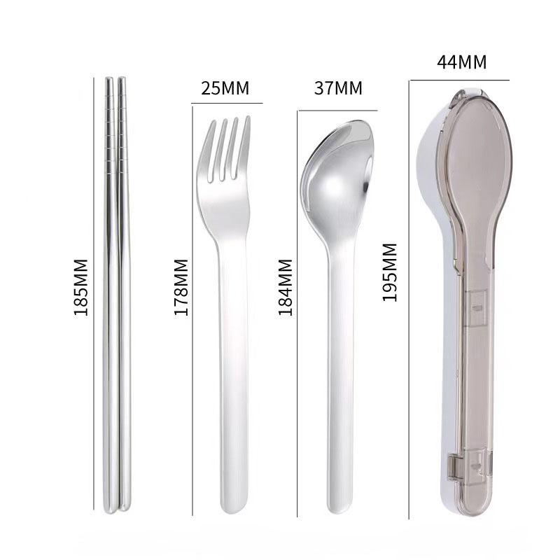 Cutlery Set with Storage Box Portable 304 Stainless Steel Spoon Fork Chopsticks for Camping Travel Durable Outdoor Dinnerware