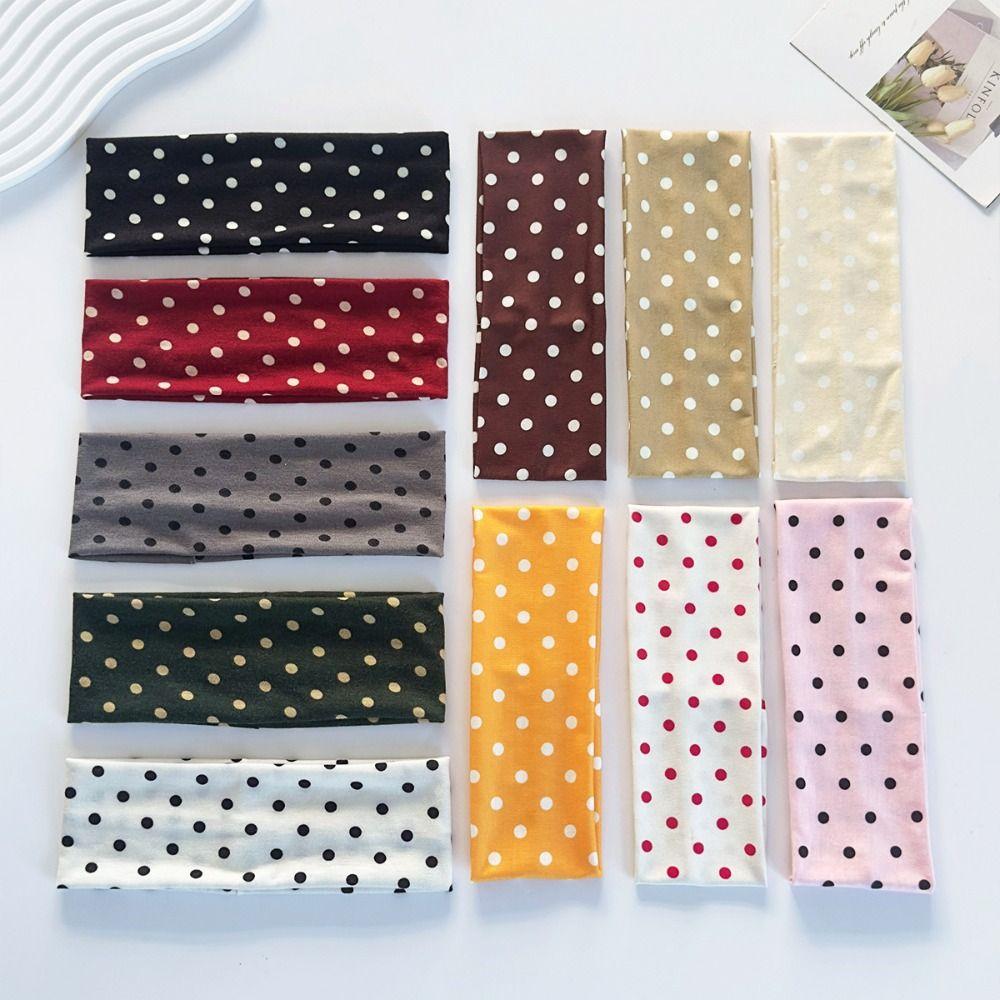 Elastic Polka Dot Headband Stretch Wide Headband Hair Hoop Yoga Elastic Hair Band  Photo Props