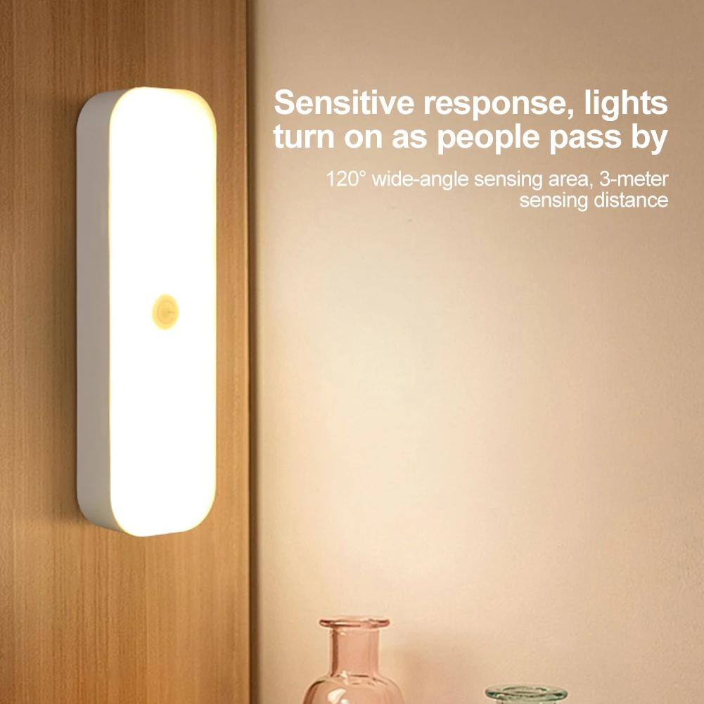 USB Rechargeable Under Cabinet Lights Smart Motion Sensor LED Dimmable Night Light for Kitchen Closet Wardrobe Stairs Lighting