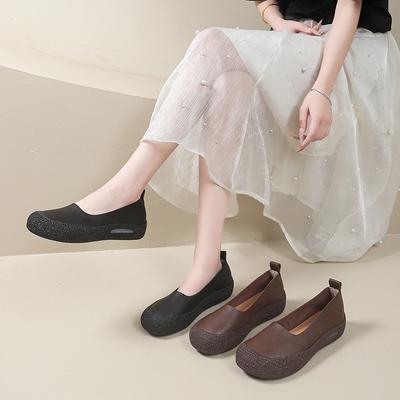Mode Retro Flache Einzelne Schuhe 2025 Frühling und Sommer Neu Bequeme Weichsohlige Weichgesichtige Damenschuhe