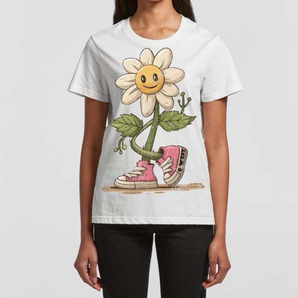 G West Walking Flower Basic T Shirt - Dtwasbst9062 S