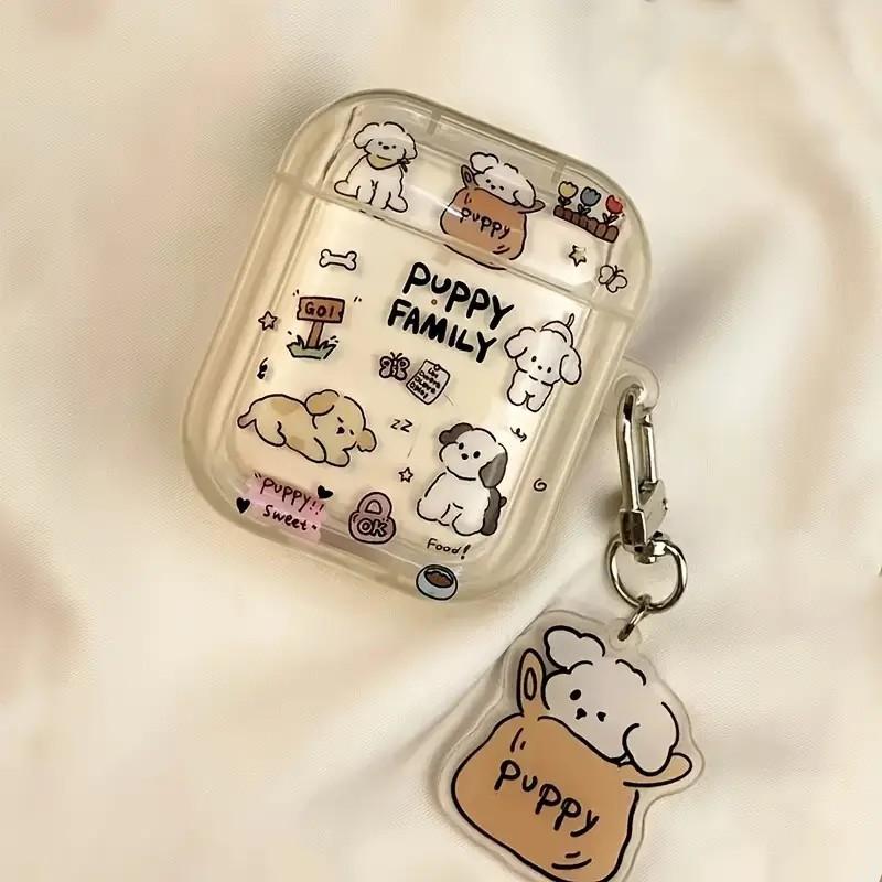 Transparent Letter Puppy Suitable for AirPods 1/1st Generation Protective Case Apple Pro/1 Wireless Bluetooth Headset Cover
