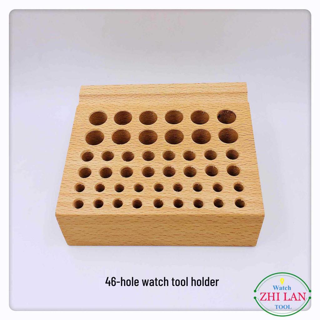 46-Hole Wooden Watch Repair Tool Holder