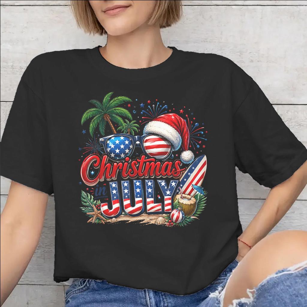 Unisex WoUnisex Graphic Printing Christmas In July Vacation T Shirt Tee Cotton Tshirts Clothing
