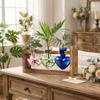 Wooden Stand Hydroponic Vase Transparent Flower Container Heart Shaped Glass Vase  Home Decoration