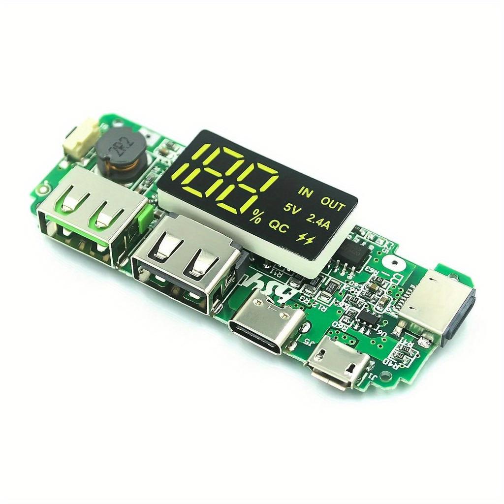 5V 2.4A Micro/Type-C USB 18650 LED Dual USB Mobile Power Bank Charging Module Lithium Battery Charger Board Circuit Protection