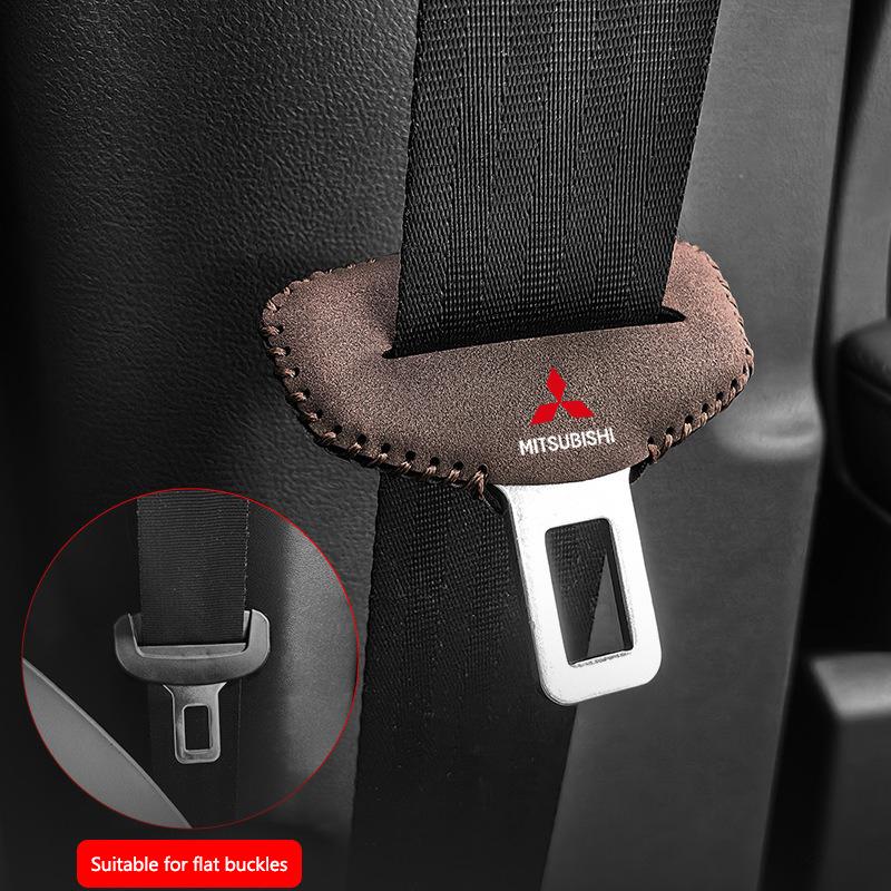 

2pcs Universal Suede Leather Car Seat Belts Buckle Cover Protector For Mitsubishi Lancer 9 EX Outlander 3 ASX L200 Accessories