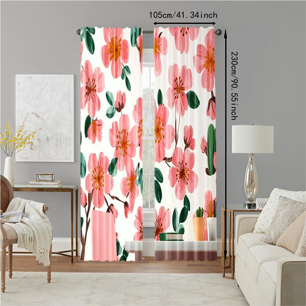 2 pcs   versatile polyester transparent curtains for home decoration Pink Plum for use in bedrooms and living rooms