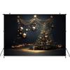 Black Christmas Tree Big Photography Background Golden Ball Shine Star Gift Photo Backdrops Baby Shooting Props Decor Photobooth