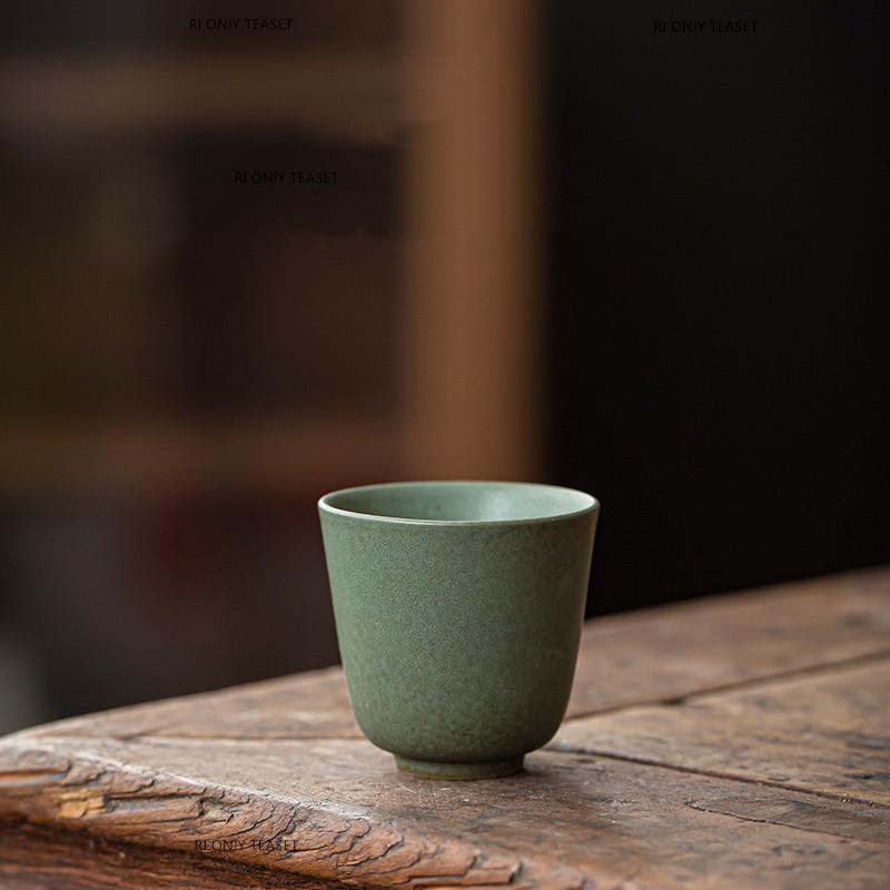 

1 Pc Japanese Green Ceramic Teacup Travel Meditation Cup Handmade Pottery Tea Bowl Master Tea Cup Household Tea Set 50ml 5x4.6cm 50ml