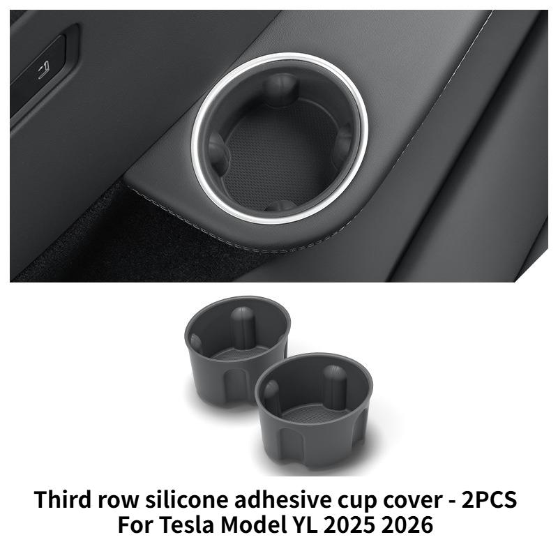 For Tesla Model YL 2025+ Third Row Silicone Water Cup Cover Center Console Water Cup Holder Organizer Storage Box Accessories