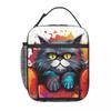 Cartoon Cat In Colour Sofa Insulated Lunch Bag for Kids School Cooler Thermal Food Box Tote Portable Lunch Boxes Container