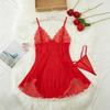 Plus Size Sexy Babydoll Nightdress for Women, V Neck Lace Sheer Mesh Nightgown, Spaghetti Strap Chemise Slip Dress with Thong