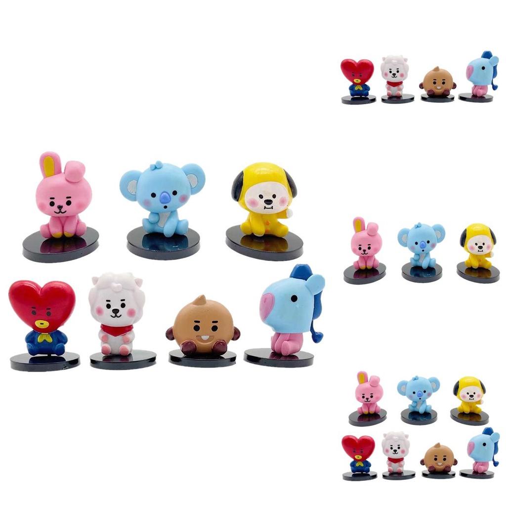 Bts Bt21 7pcs/set Baby Monitor Figures Ornaments Cake Topper Toys Gift