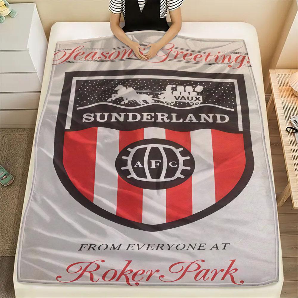 1PC Sunderland Association Football Club Patterned Flannel Blanket Suitable For All Seasons for Home Decor Warmth and Comfort Gifts Holiday Present