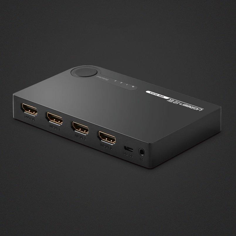 Ugreen 3-Port HDMI Switch Splitter - 4K 3D, 7.5 Gbps Speed, 36-bit Color Depth, Black (Model 40234)