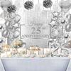 25th Anniversary Decorations, Silver 25th Wedding Anniversary Party Decorations, 25 Year Anniversary Decor, Happy 25th Anniversary Backdrop