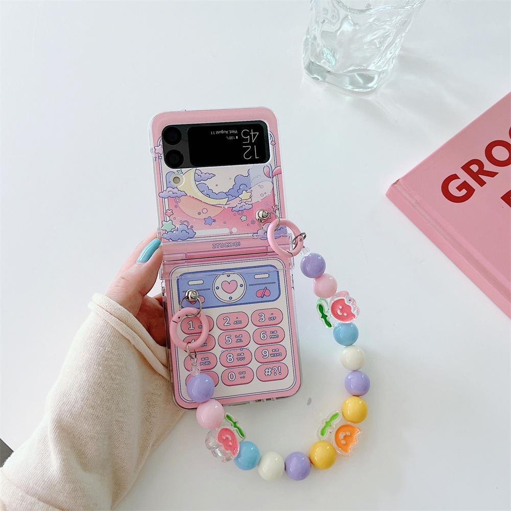 Cute Case for Samsung Z Flip 5 4 3 6 Case Strap Ins Korean Phone Cases for Samsung Galaxy Z Flip 6 ZFlip 3 4 Hand Chain Cover