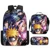3Pcs Set NARUTO Kids School Backpack With Lunch Bag&Pencil Case,Lightweight&Durable,Cartoon School Bags For Ages 6-11 Boys&Girls