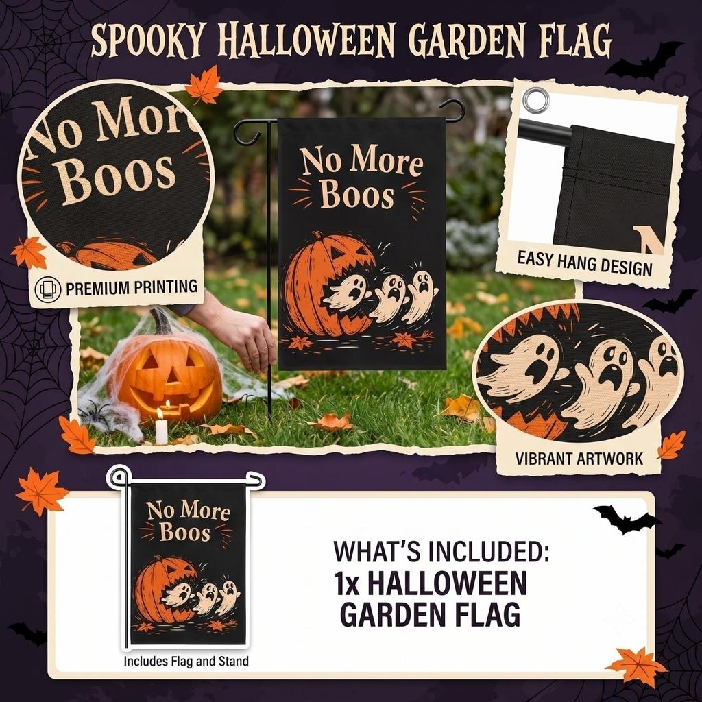 Double Sided Halloween Garden Flag for Outdoor Yard Decor - Festive Fall Seasonal Decoration