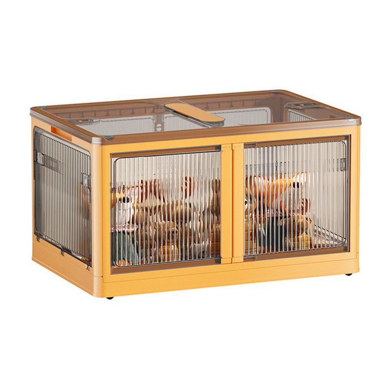 Large Capacity Storage Box Foldable Storage Cabinet with Wheels PP Transparent Sundries Storage Bin Book Toy Cloth Organizer Box