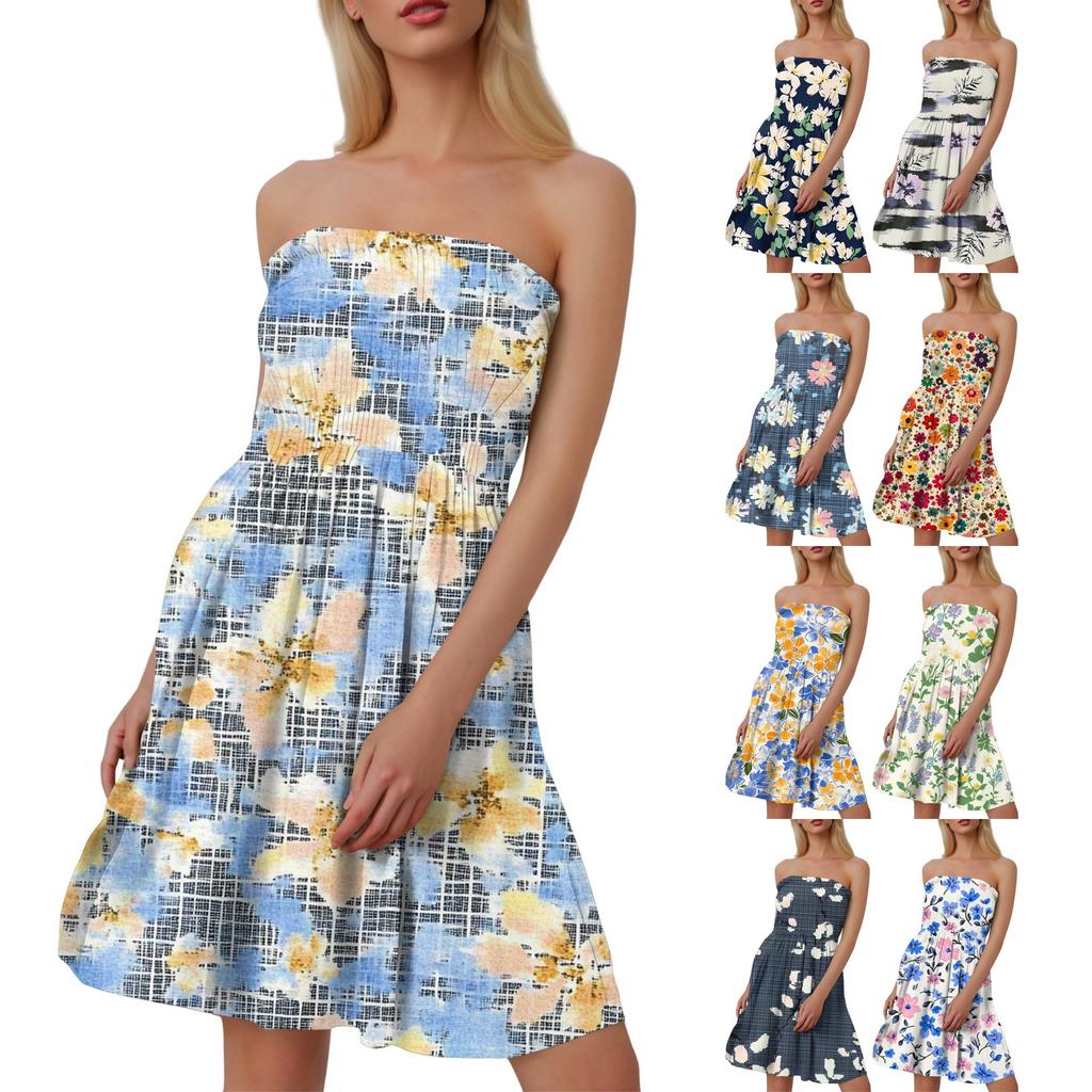 Modisches lässiges Damen-Tube-Top mit Blumendruck, ärmellos