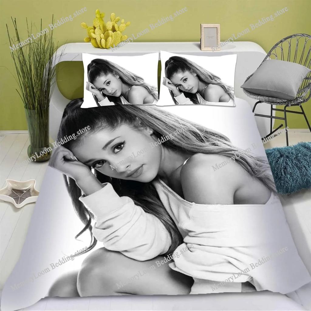 Singer Style Trendiges Ariana Grande Bettwäscheset Einzel-/Doppel-/Queensize Bettbezug Kissenbezug Weiches Schlafzimmer-Set Home Luxus Geschenk