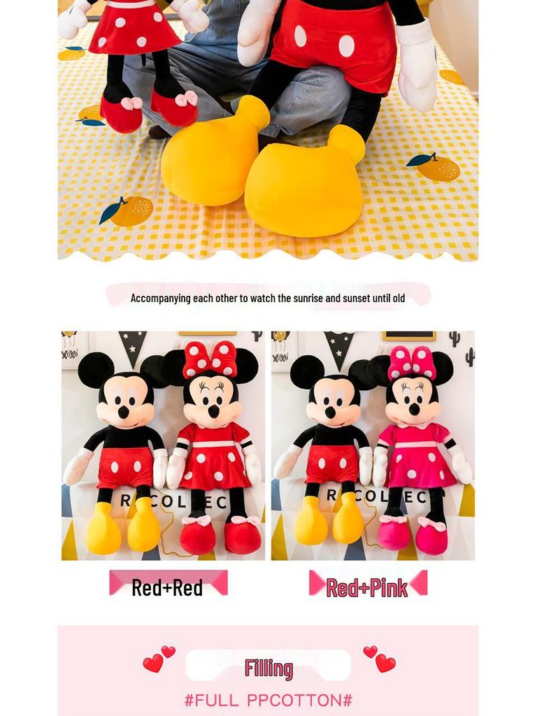 Mickey & Minnie Plush Toy Figure - Mickey Mouse Cartoon Doll Birthday Gift