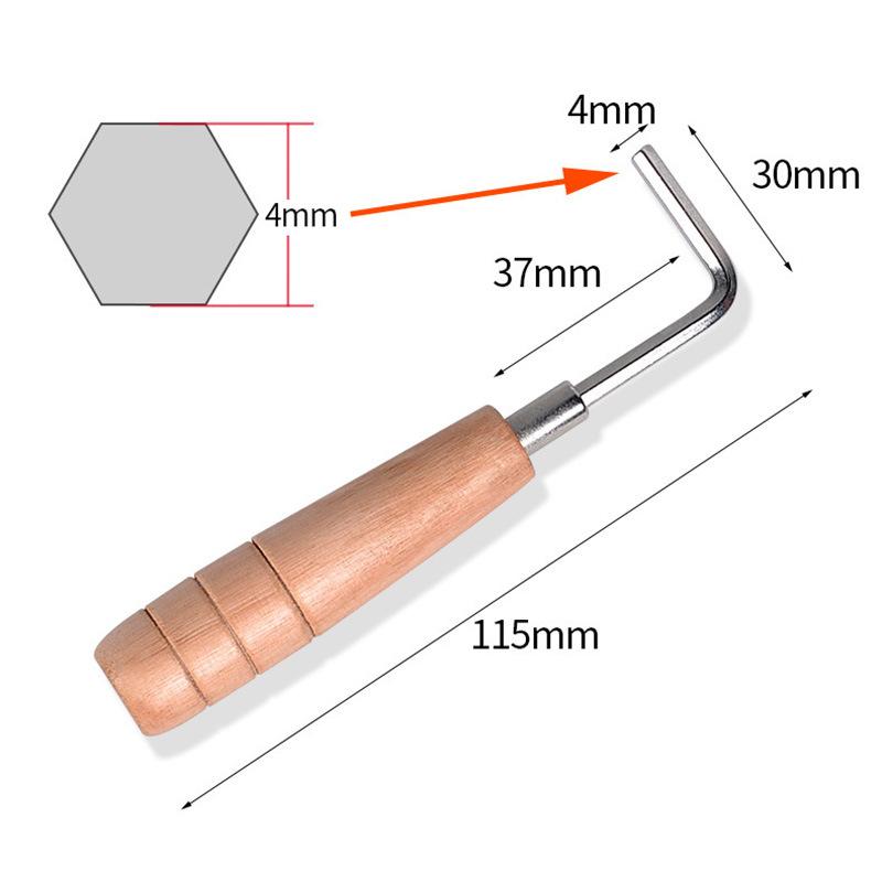 Acoustic Acoustic Guitar Adjustment Wrench Neck Curvature Tuning Tool Metal Hexagon Wooden Wrench 4MM Universal