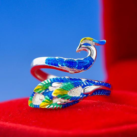 Frauen Armband Bunte Pfau Schmuck Elegante Galvanik Ring Armreif für Hochzeit