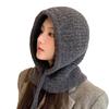 Autumn and Winter Hats for Women  One Piece Big Head Circumference Balaclava Hat Korean Versatile Windproof and Warm Wool Hat