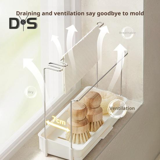 Sink Organizer Bathroom Storage Rack with Wide Bottom Base Ventilation Holes Design Sink Caddy Countertop Storage Shelf