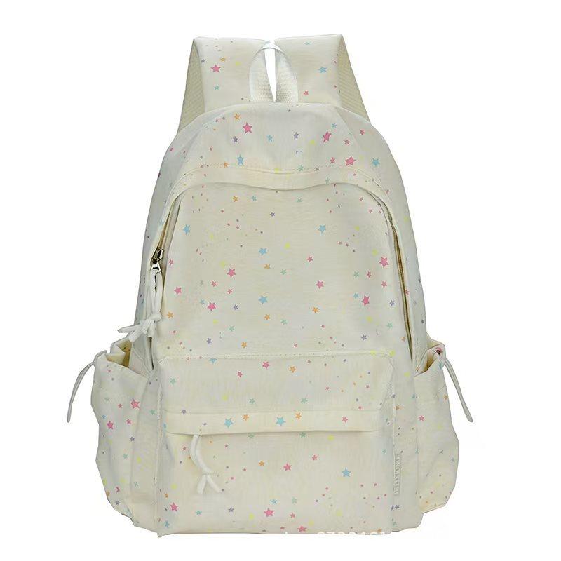 Schoolbag Korean Version Ins Cartoon Star Backpack Bag Female Simple Solid Color Large Capacity Student Schoolbag Casual Versatile Backpack