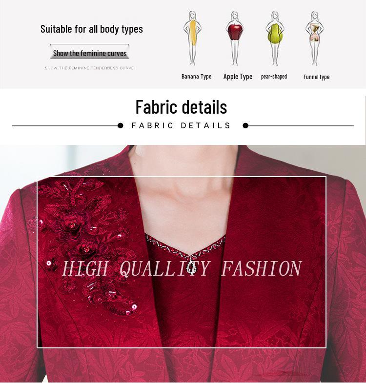 Elegant Two-Piece Mother of the Groom Dress for Autumn/Winter – Slim Fit, Plus Size Available