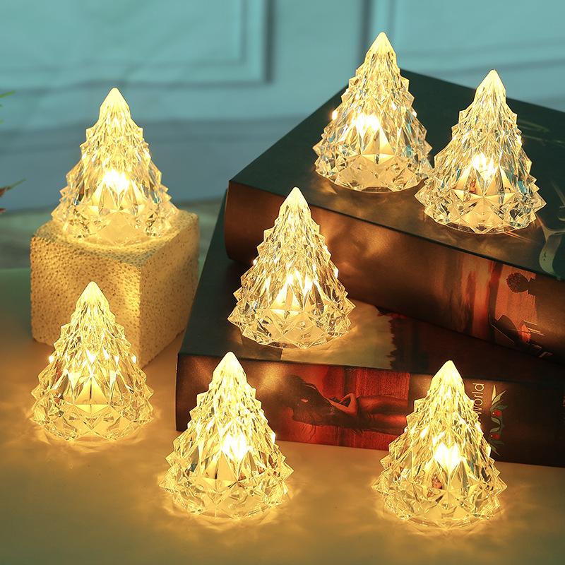 Crystal Candles LED Light Transparent Flameless Battery Power Lantern Night Lamp Wedding Party Birthday Xmas Halloween Decor