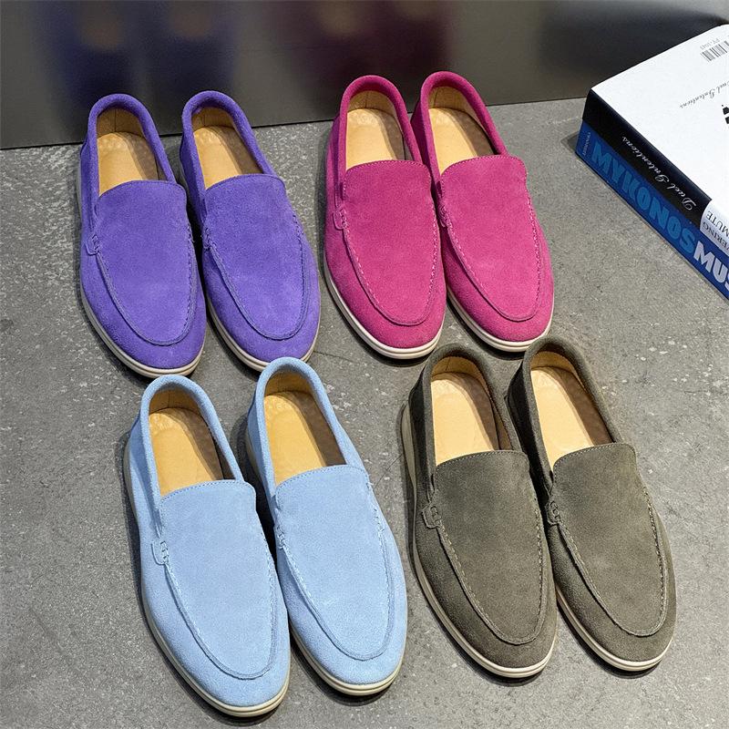 Men Classic British Style Loafers Moccasins Cow Suede Genuine Leather Fashion Men's Casual Shoes Mens Outdoor Driving Flats