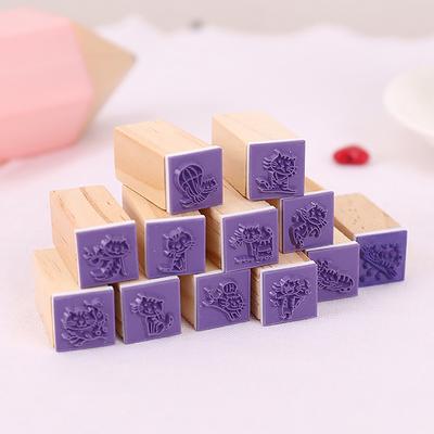 DIY Cartoon Wooden Rubber Stamp for Diaook 12 pcs//Set Durable and Useful