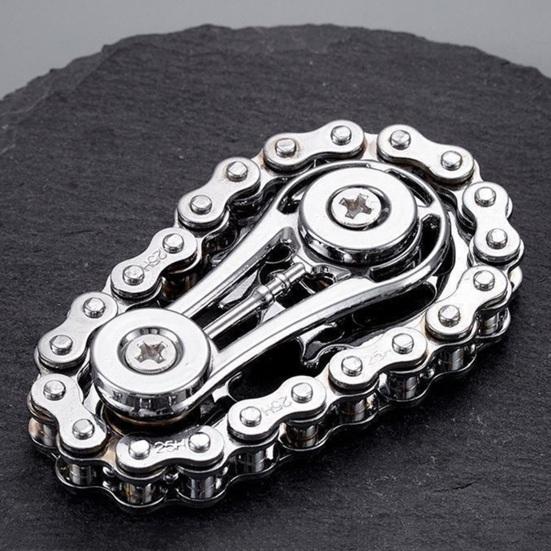 Gear Chain Fidget Spinner Toy Stress Anxiety Relief Zinc Alloy Gear Fingertip Toy Home Office Worker Relaxation Spinning Gear Chain Desk Toy
