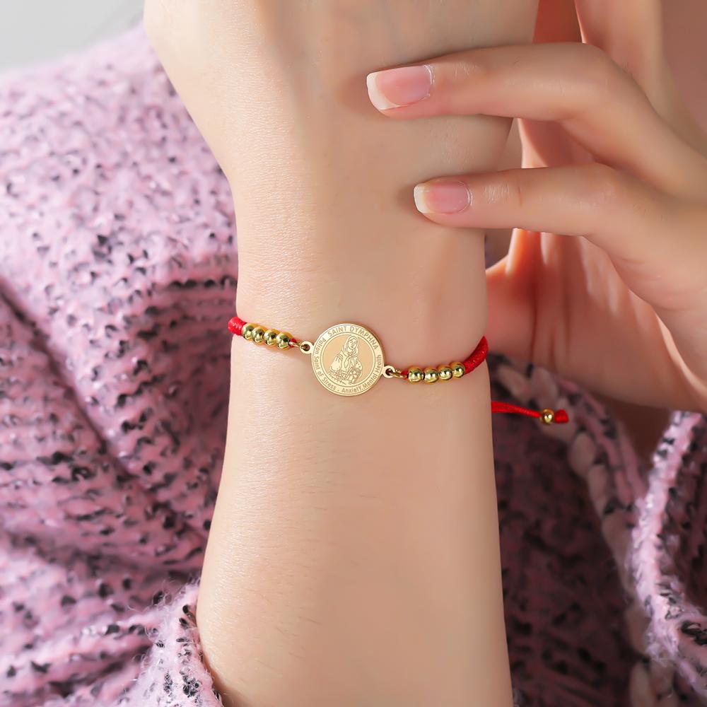 Dawapara Saint Dymphna Bracelet Religious Patron Amulet Mental Health Catholic Gift Stainless Steel Jewelry