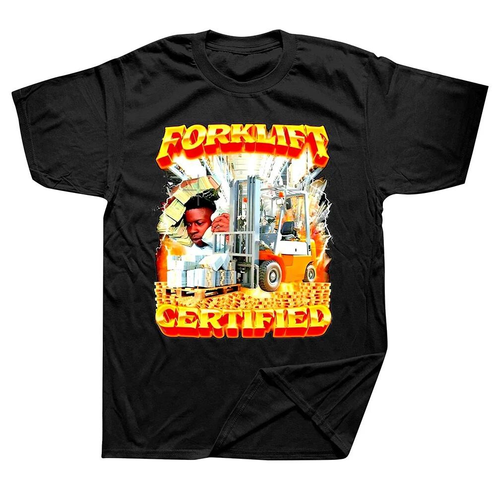

Funny Forklift Certified Operator Graphic TShirt Men#039;s Vintage Fashion Short Sl Unisex T-Shirt M