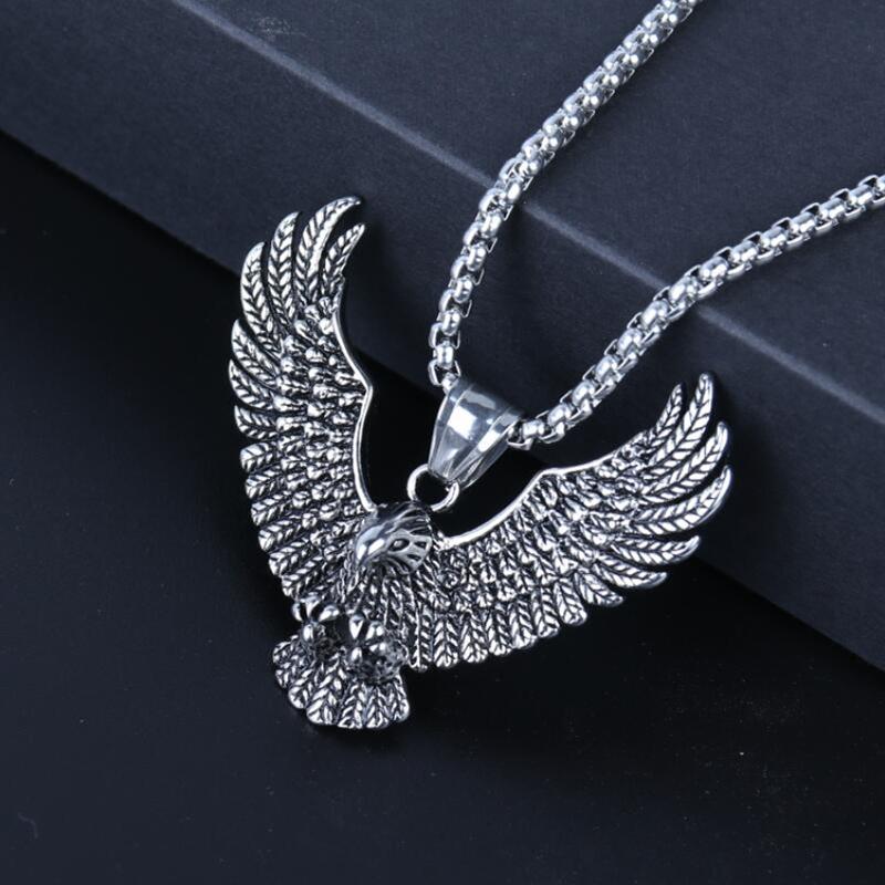 Fliegender Adler Anhänger Halskette Hip Hop Punk Edelstahlkette Herrenschmuck Vintage Rapper Rock Accessoires Geschenk 2025 Neu