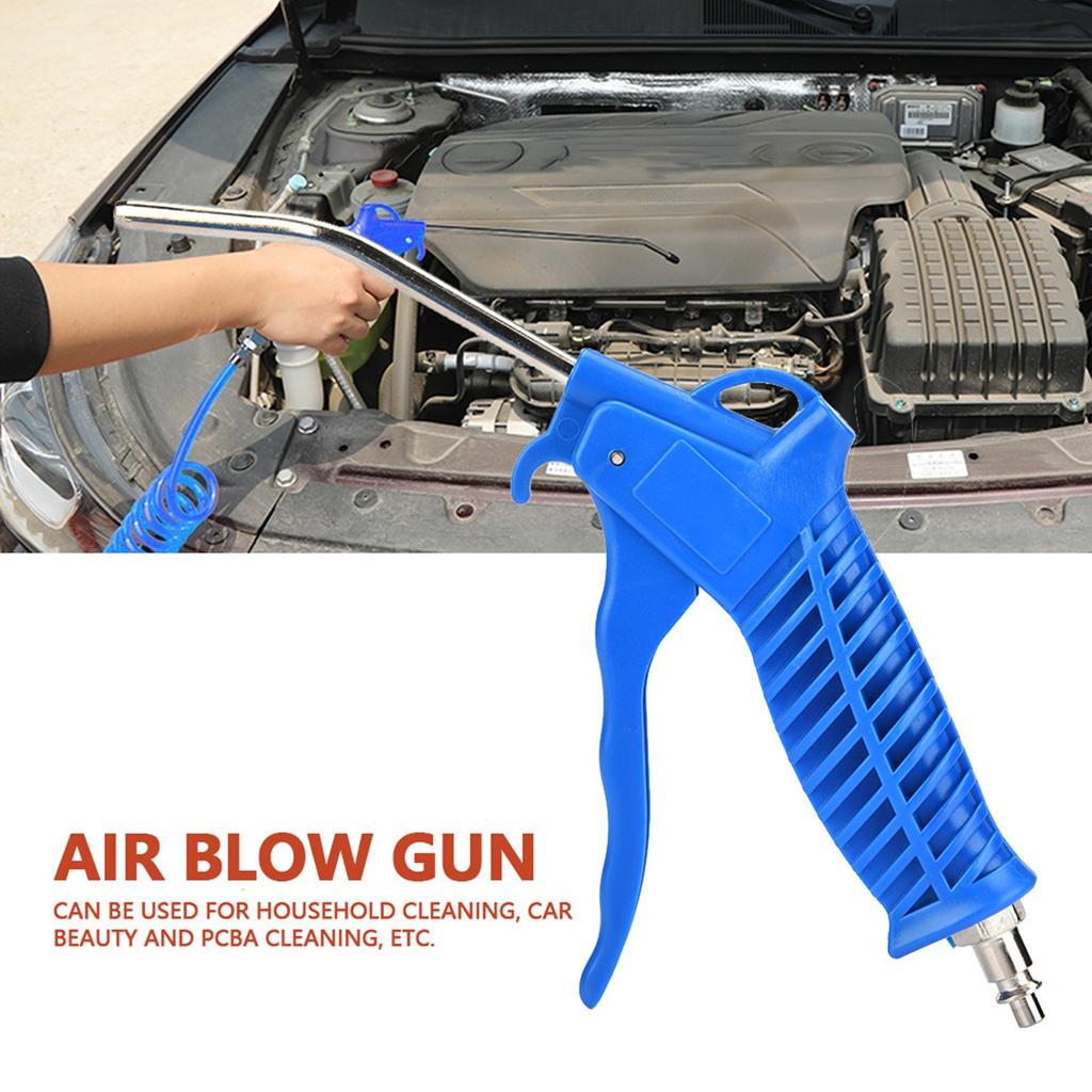 Blue Air Duster Gun Pneumatic Wind Blowing Kit Set with EU Connector PU Hose